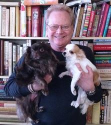 Richard Bradley with his dogs Gravy and Salsa.